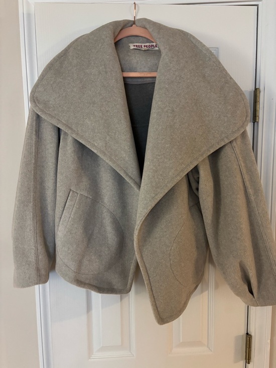 Free People Jackets & Blazers - Free People Light beige gray Draped Shawl Collar Pea Coat